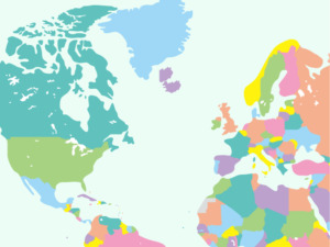 アメリカ、ヨーロッパの地図